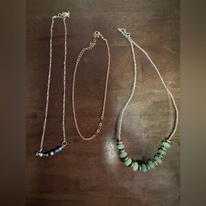 Chic Green and Silver Beaded Necklace Set